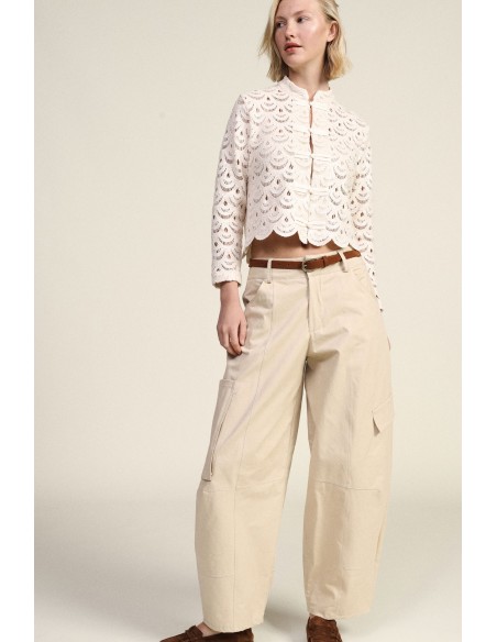 Pantalon palazzo raccourci avec poches cargo latérales Dixie