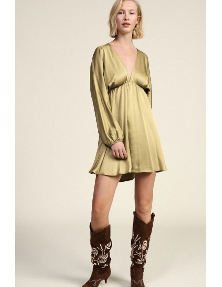 Robe courte à manches longues et décolleté plongeant Dixie