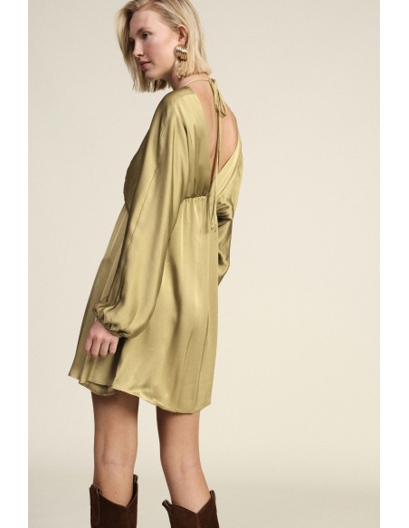 Robe courte à manches longues et décolleté plongeant Dixie