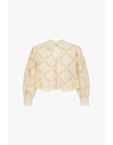 Blouse brodée à manches amples et ourlet festonné Dixie