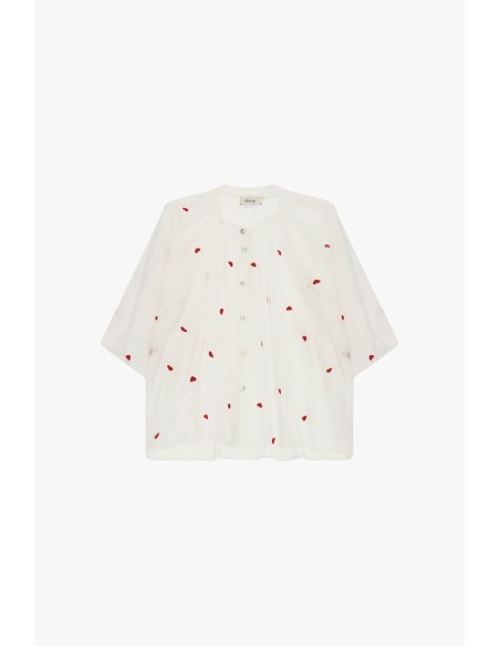 Blouse ample à manches courtes avec détails brodés Dixie