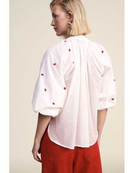 Ruimvallend shirt met korte mouwen en geborduurde details Dixie