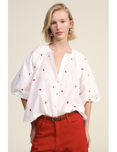 Ruimvallend shirt met korte mouwen en geborduurde details Dixie