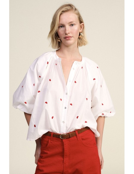 Blouse ample à manches courtes avec détails brodés Dixie
