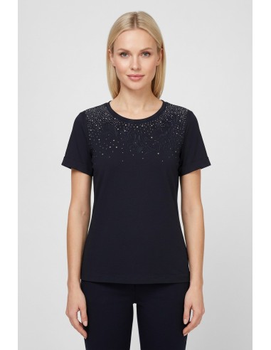 Liu Jo T-Shirt avec broderie de strass et de fleurs