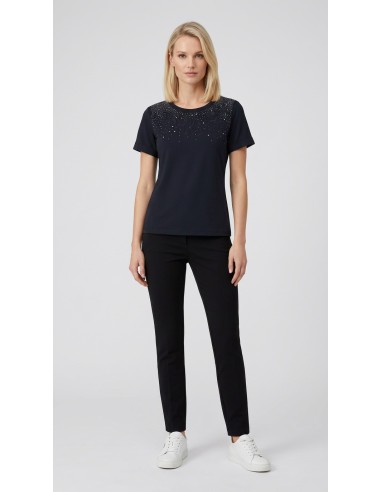 T-shirt met strasssteentjes en bloemenborduursel van Liu Jo