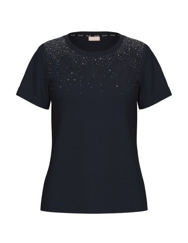 Liu Jo T-Shirt avec broderie de strass et de fleurs