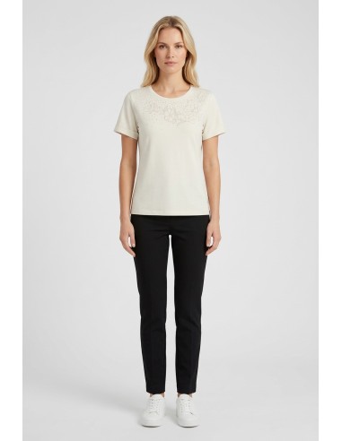 T-shirt met strasssteentjes en bloemenborduursel van Liu Jo