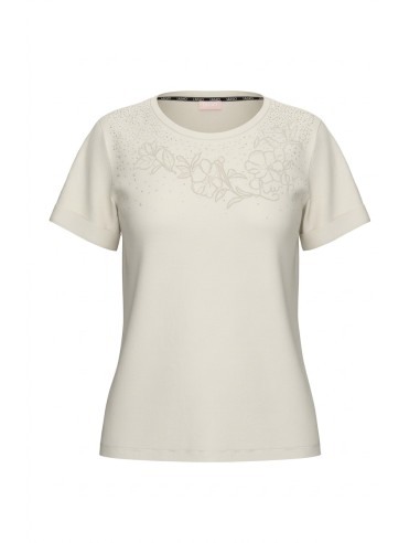 Liu Jo T-Shirt avec broderie de strass et de fleurs