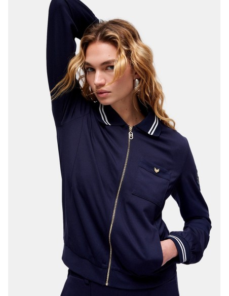 Interlock-hoodie met rits van Liu Jo