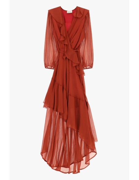 Robe longue à volants asymétriques et ceinture Dixie