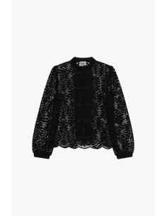 Dixie kanten blouse met striksluiting en golvende zoom 2