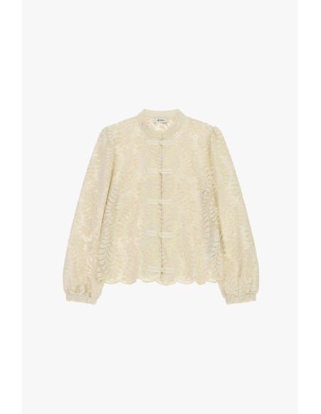 Chemise en dentelle avec nœud papillon et bordure ondulée Dixie