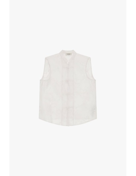 Mouwloze Sangallo-blouse met mandarijnkraag Dixie