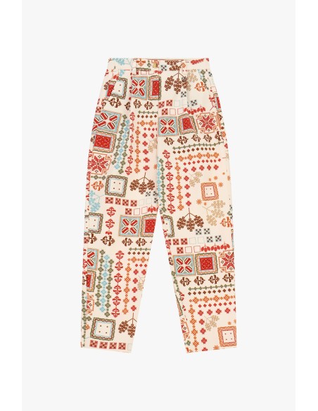 Pantalon palazzo à imprimé géométrique taille haute Dixie