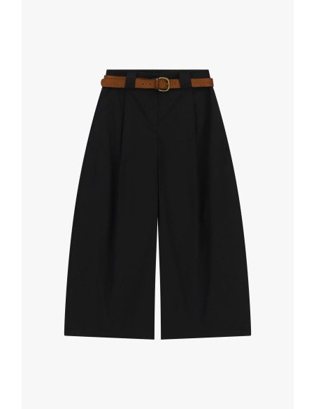 Pantalon palazzo-culotte taille haute avec ceinture Dixie