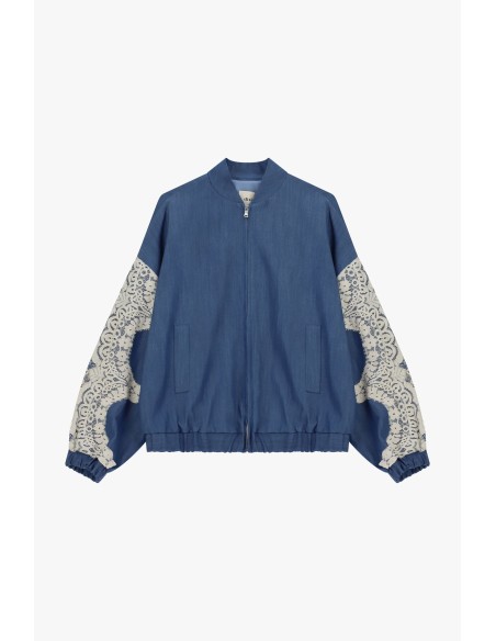 Blouson bombardier avec manches en tricot et fermeture éclair sur le devant Dixie