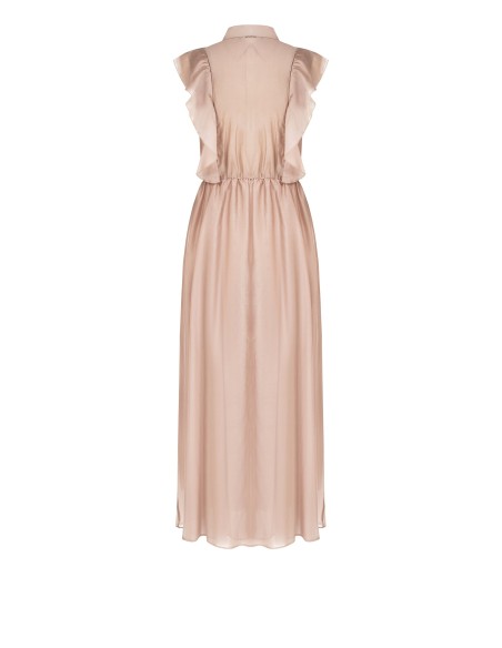 Rinascimento Ultralight Lyocell Turreted Long Dress With Ruffles and Perforated Details (Robe longue à volants et détails