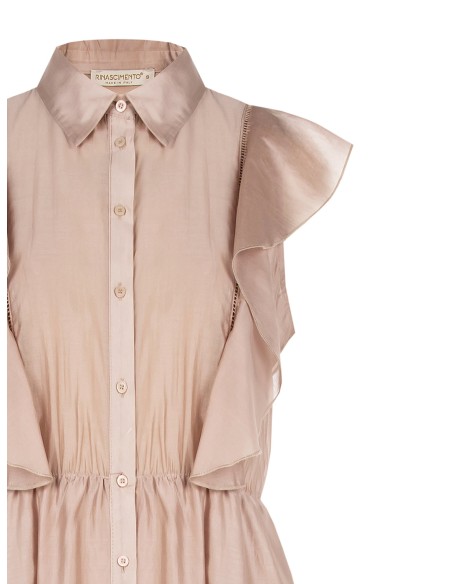Rinascimento Ultralight Lyocell Turreted Long Dress With Ruffles and Perforated Details (Robe longue à volants et détails