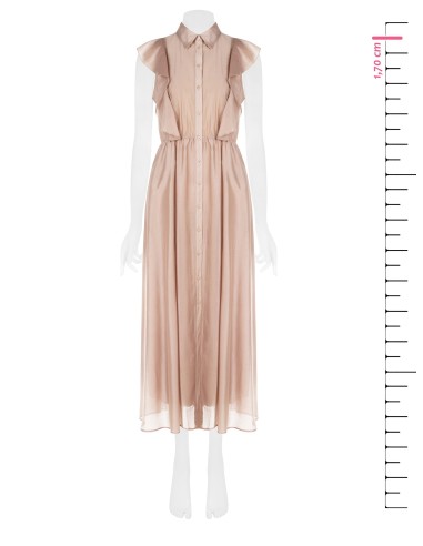 Rinascimento Ultralight Lyocell Turreted Long Dress With Ruffles and Perforated Details (Robe longue à volants et détails