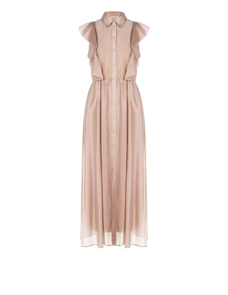 Rinascimento Ultralight Lyocell Turreted Long Dress With Ruffles and Perforated Details (Robe longue à volants et détails