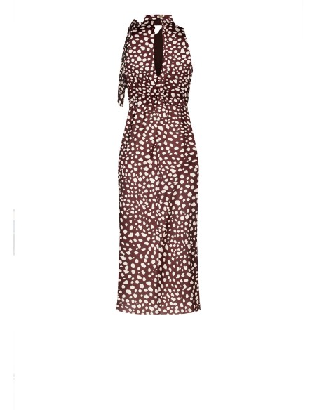Robe midi en satin avec col en V et nœud papillon Rinascimento