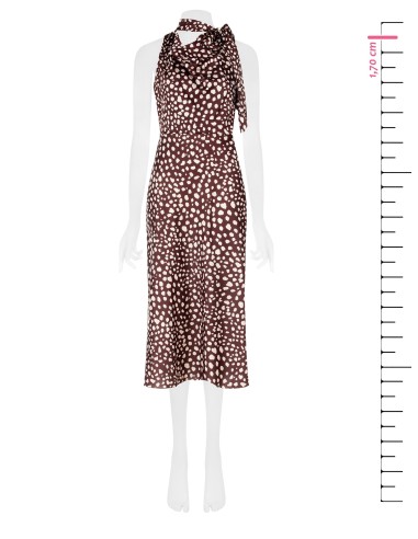 Robe midi en satin avec col en V et nœud papillon Rinascimento