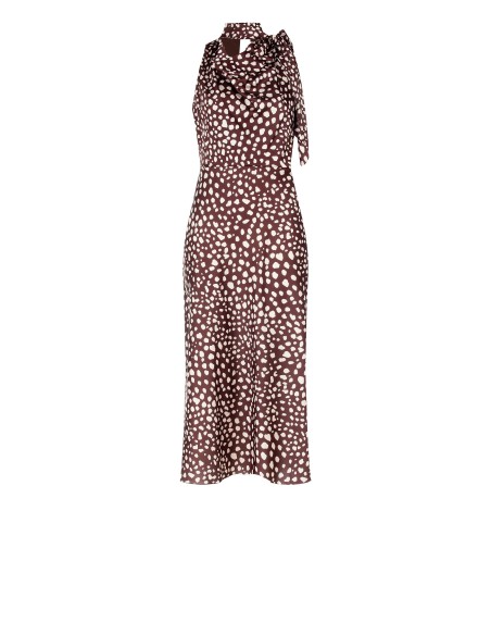 Robe midi en satin avec col en V et nœud papillon Rinascimento
