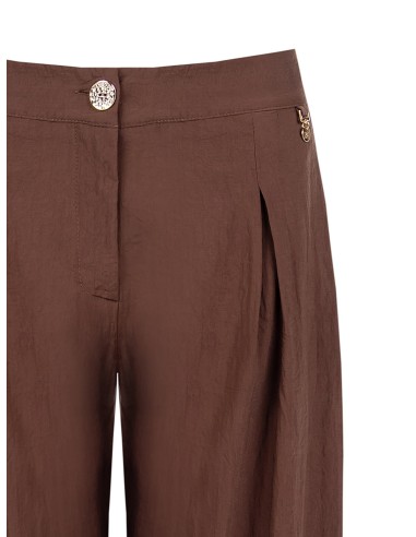 Pantalon de palais en viscose légèrement froissé avec pinces Rinascimento