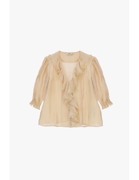 Blouse à volants sur le devant et à manches trois quarts Dixie