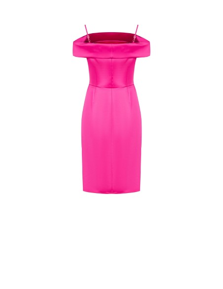Robe fourreau drapée en satin Rinascimento