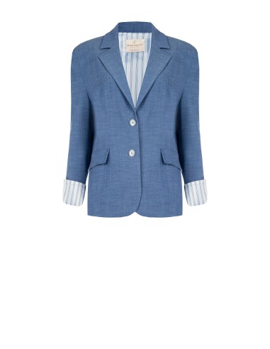 Gemêleerde blazer met split aan de achterkant en inzetstukken van gestreept satijn in overhemdstijl Rinascimento