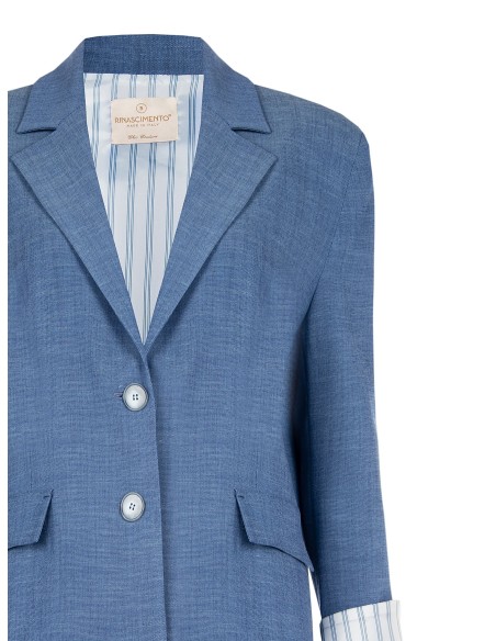 Gemêleerde blazer met split aan de achterkant en inzetstukken van gestreept satijn in overhemdstijl Rinascimento