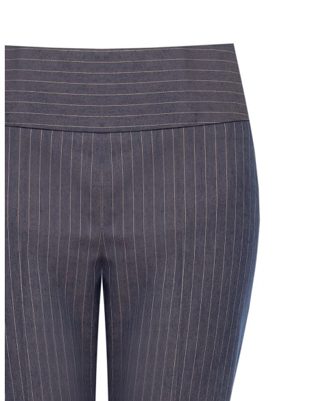 Pantalon évasé en tissu technique rayé avec taille haute et fermeture éclair latérale Rinascimento