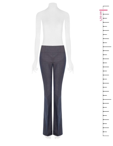 Pantalon évasé en tissu technique rayé avec taille haute et fermeture éclair latérale Rinascimento