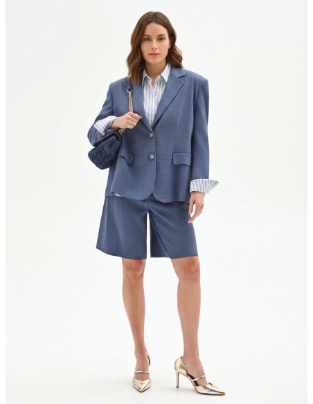Bermuda en tissu chambray avec pinces Rinascimento