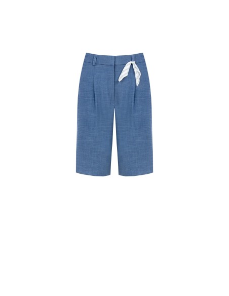 Chambray bermuda met plooien van Rinascimento