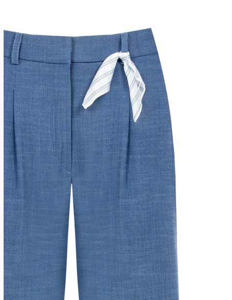 Bermuda en tissu chambray avec pinces Rinascimento