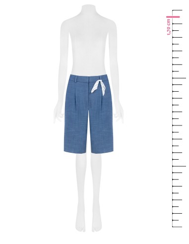 Chambray bermuda met plooien van Rinascimento