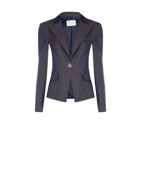 Getailleerde blazer van technische gestreepte stof van Rinascimento
