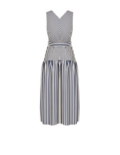 Robe midi en viscose mélangée à rayures avec encolure en V et ceinture assortie Rinascimento 2