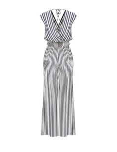 Palazzo-jumpsuit van viscosemix met strepen en dubbele diepe V-hals Rinascimento 2