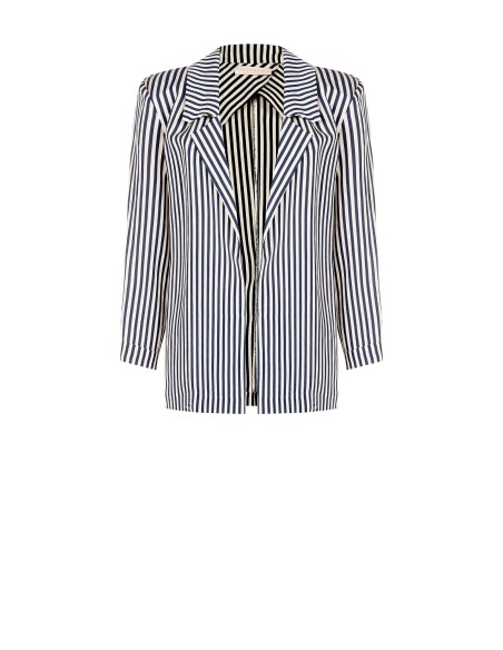 Veste blazer ample et ouverte en mélange de viscose à rayures Rinascimento