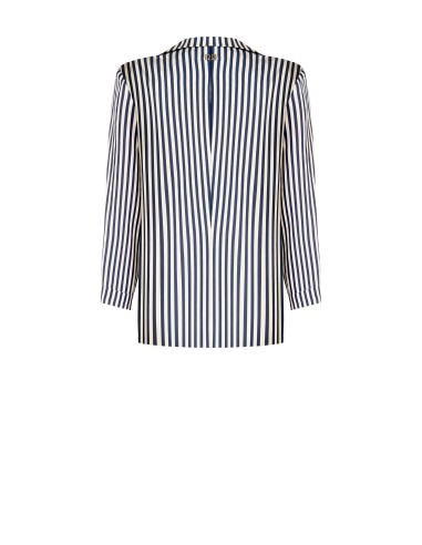 Veste blazer ample et ouverte en mélange de viscose à rayures Rinascimento