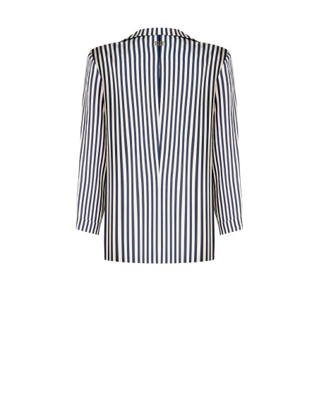 Veste blazer ample et ouverte en mélange de viscose à rayures Rinascimento