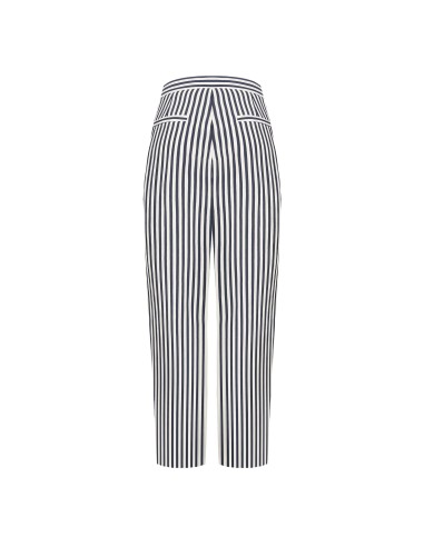 Pantalon palazzo rayé en mélange de lin et de viscose avec empiècement asymétrique Rinascimento