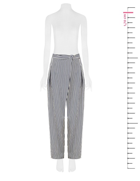 Pantalon palazzo rayé en mélange de lin et de viscose avec empiècement asymétrique Rinascimento
