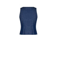 Gilet cintré en denim léger avec fermeture éclair et logo RR Rinascimento 2