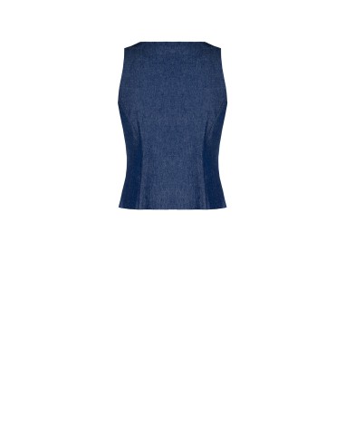 Gilet cintré en denim léger avec fermeture éclair et logo RR Rinascimento