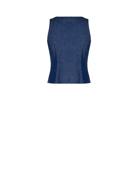 Gilet cintré en denim léger avec fermeture éclair et logo RR Rinascimento